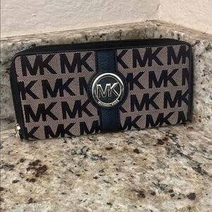 Michael Kors Black and Tan Logo Wallet